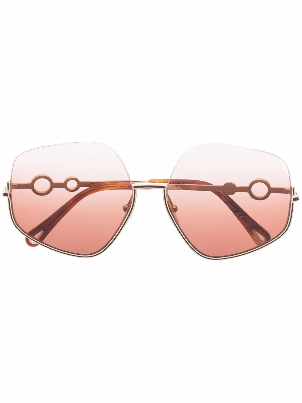 Chloé Eyewear 超大框渐色太阳眼镜 - 金色
