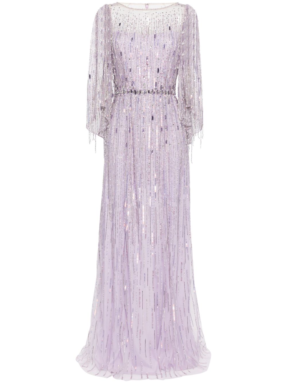 Jenny Packham Rhapsody 超长缀饰连衣裙 - 紫色