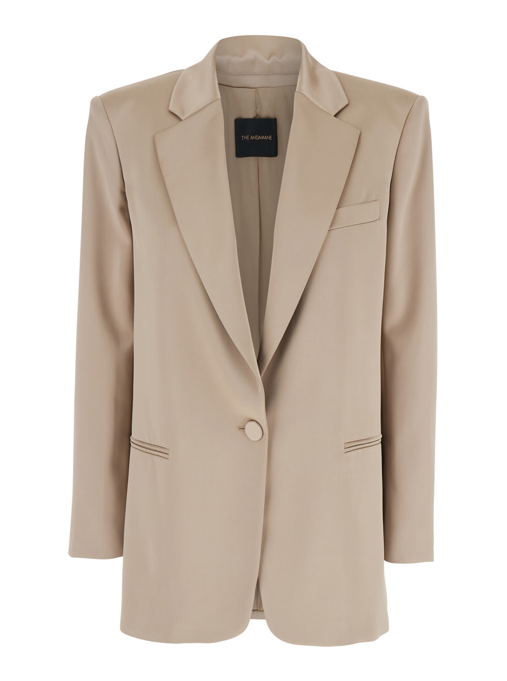 The Andamane guia Beige Single-breasted Jacket With Notched Revers And Shoulder Pads In Wool Blend Stretch Woman