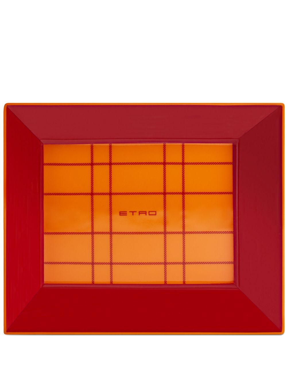 ETRO HOME logo双色格纹装饰盘 - 红色