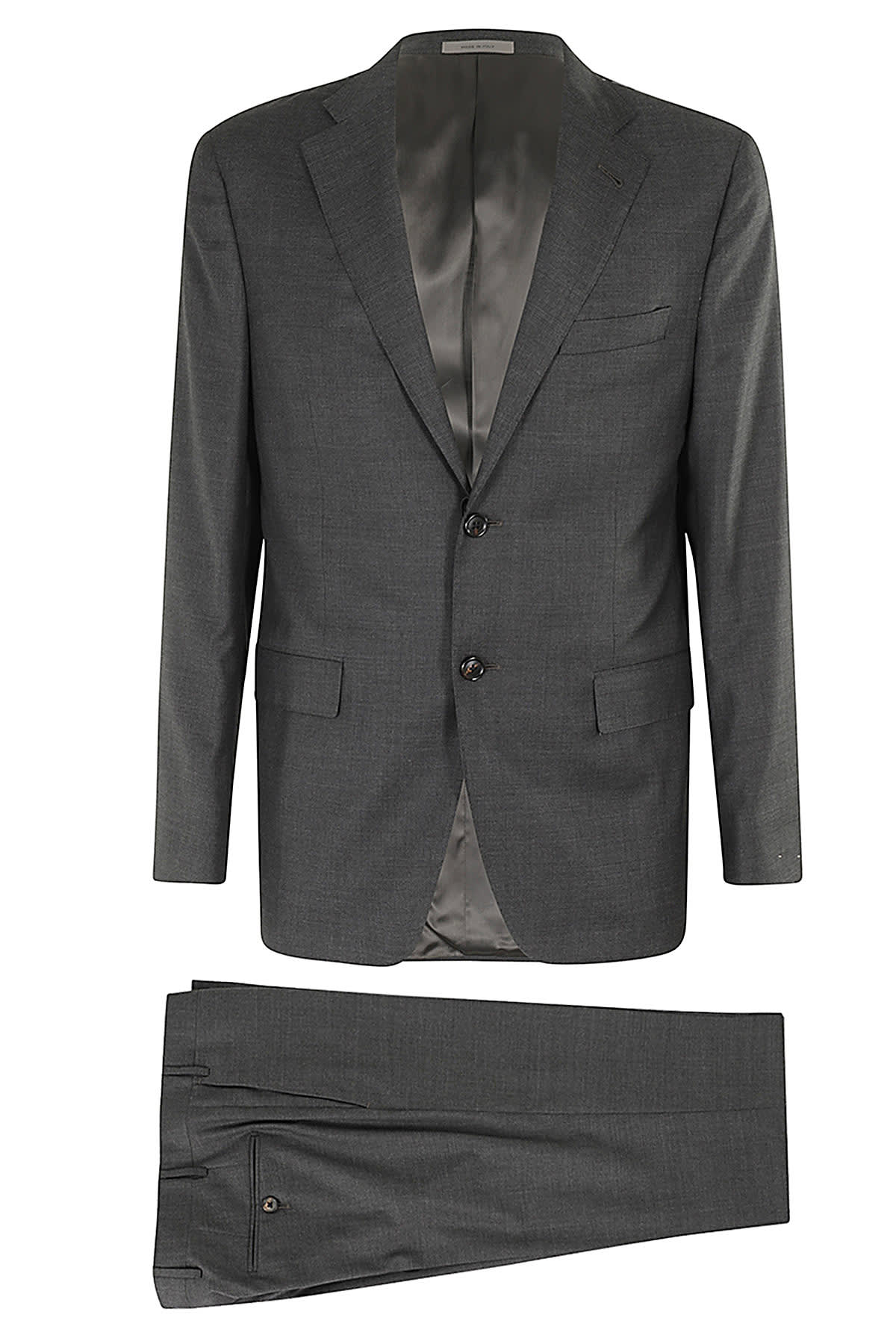 Corneliani 130支羊毛斜纹灰色西装套装