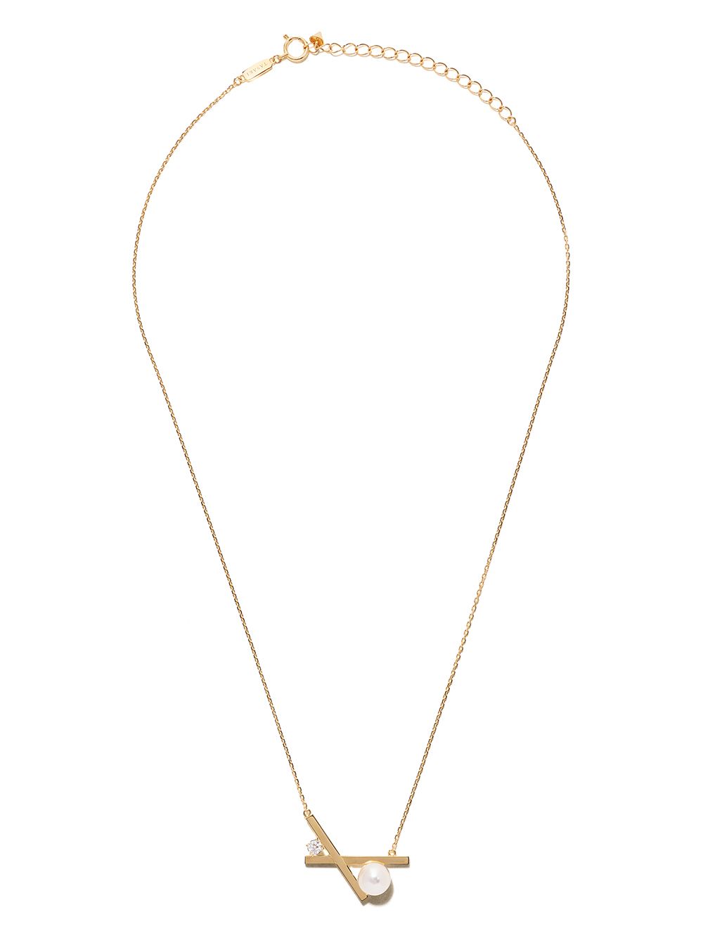 TASAKI Balance 18K黄金阿古屋珍珠钻石十字吊饰项链 - 金色
