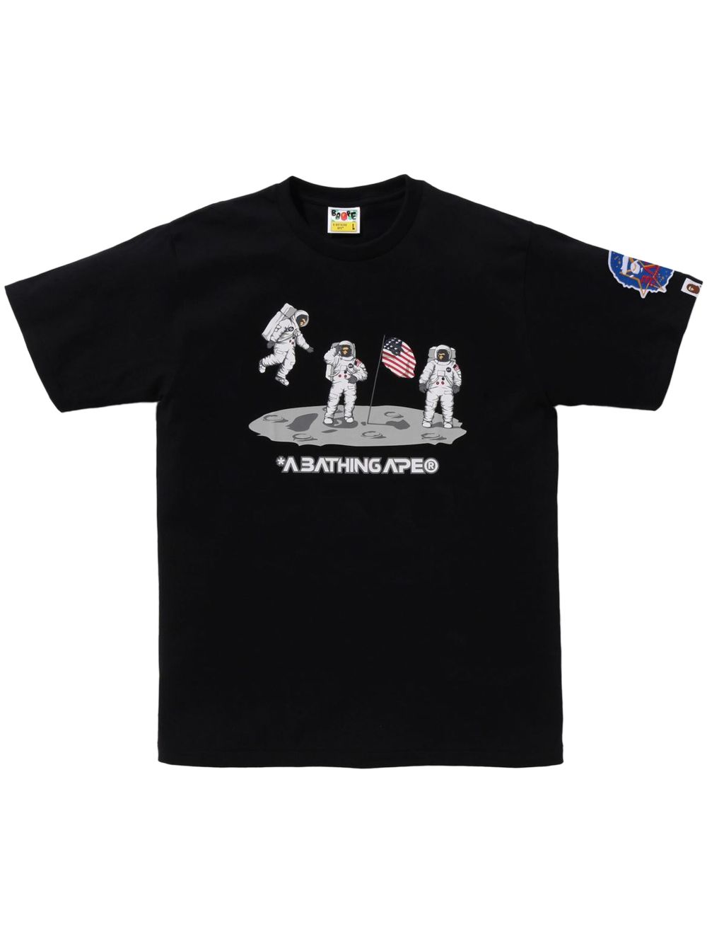 A BATHING APE® 图案印花T恤 - 黑色