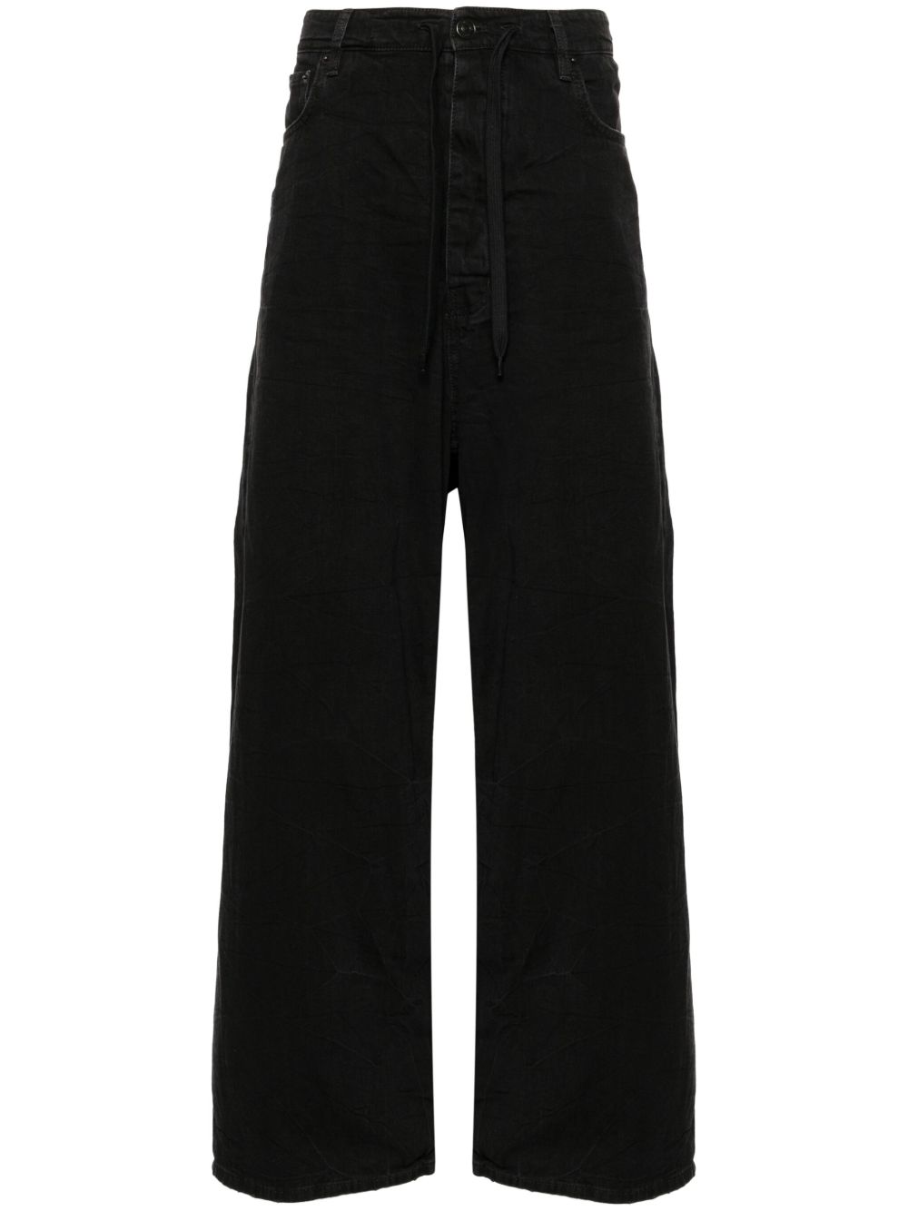 Balenciaga 抽绳阔腿牛仔裤 - 黑色