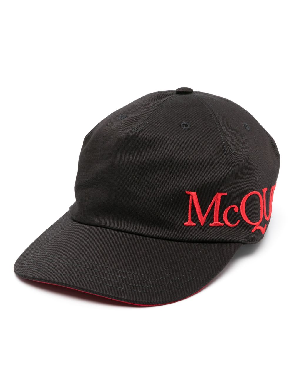 Alexander McQueen logo刺绣棉棒球帽 - 黑色
