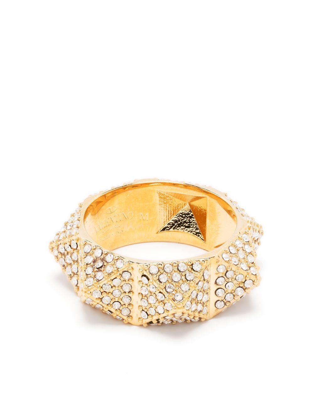 Valentino Garavani 华伦天奴 Rockstud 晶饰戒指 - 金色