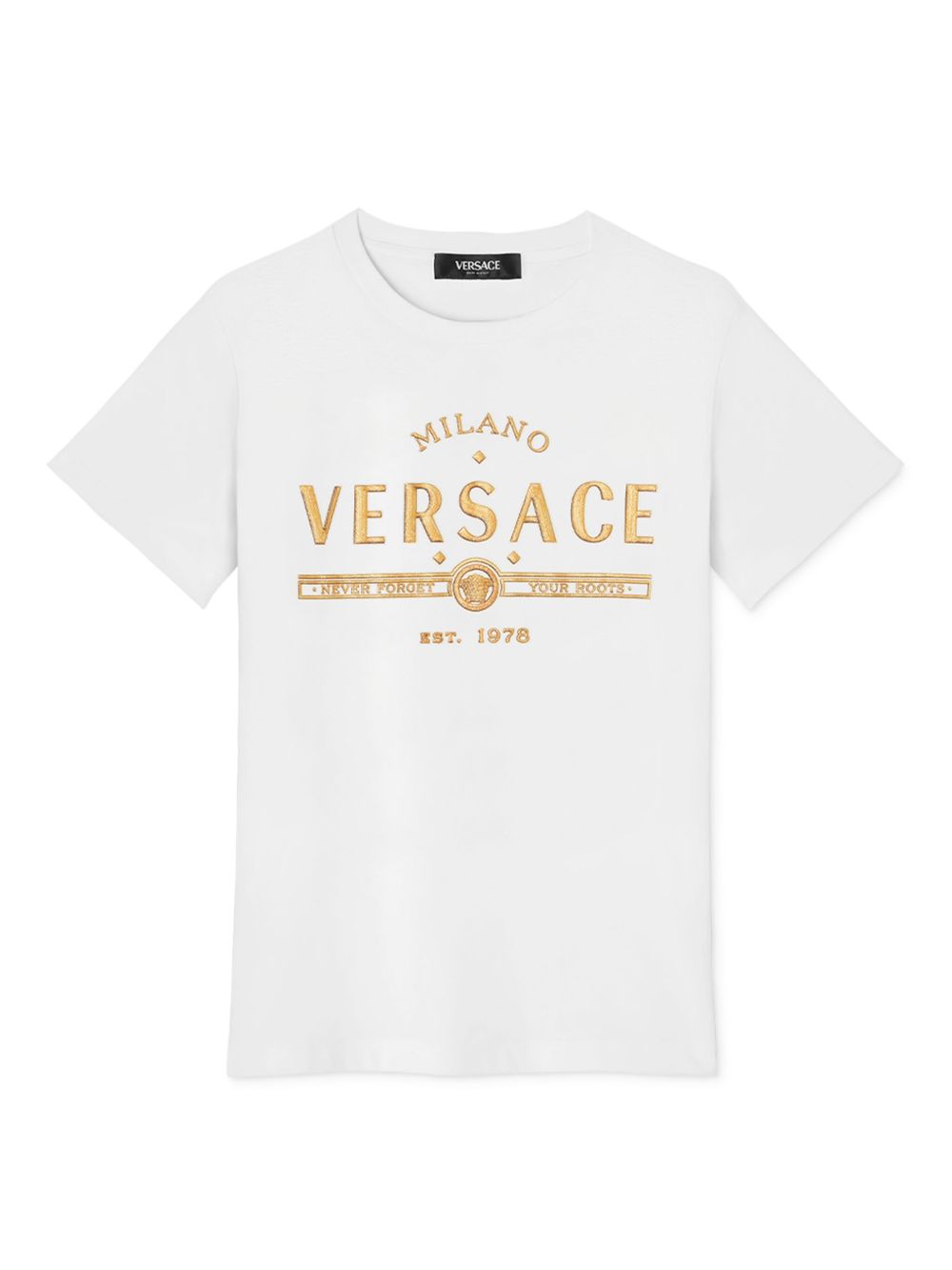 Versace Kids 亮片金葱logo T恤 - 白色
