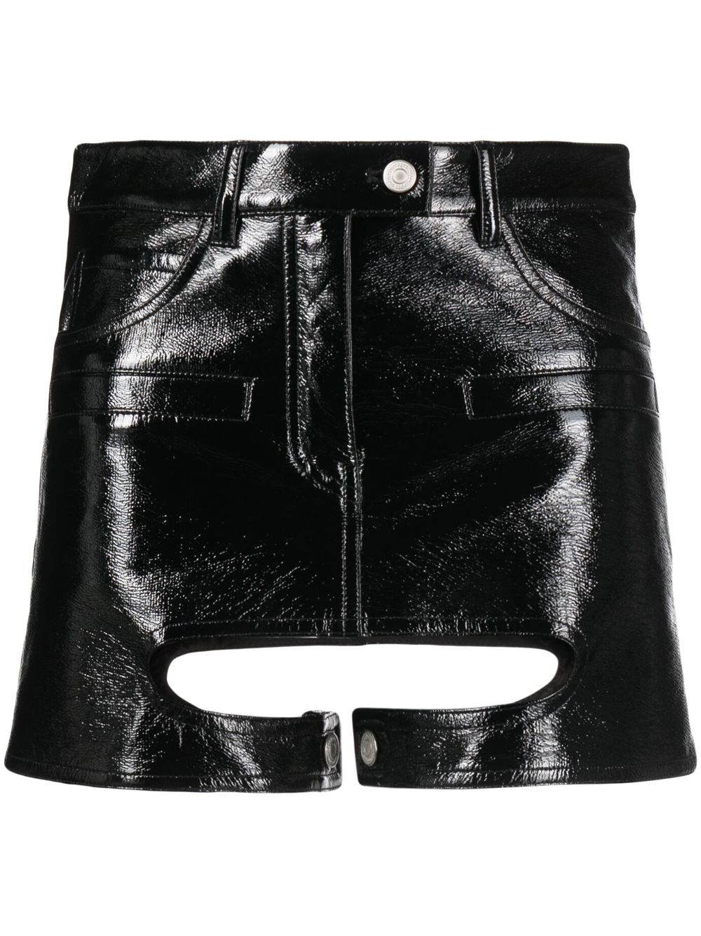 Courrèges Chaps 漆光效果迷你半身裙 - 黑色