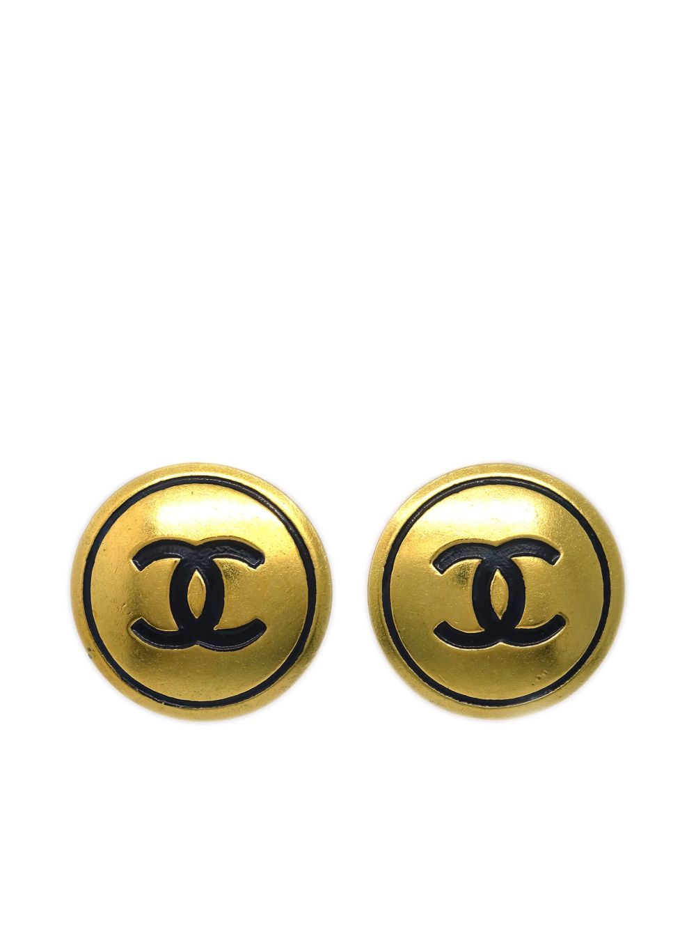 CHANEL Pre-Owned CC 纽扣形夹扣式耳环（1994年典藏款） - 金色