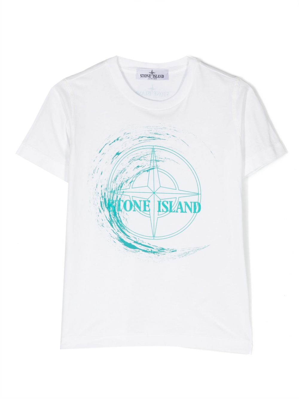 Stone Island Junior 罗盘印花棉T恤 - 白色