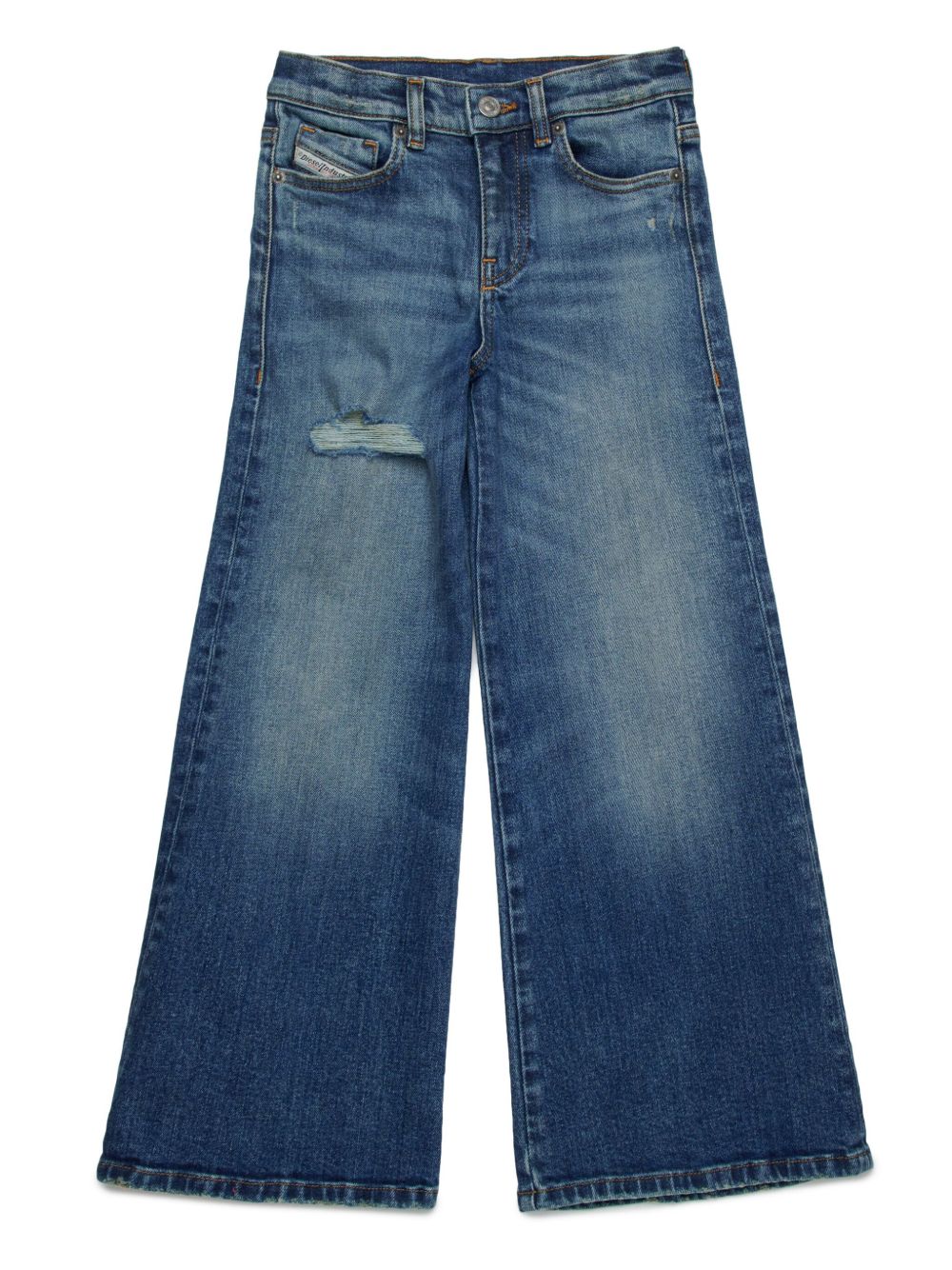 Diesel Kids 1978 系列中蓝色仿旧设计喇叭牛仔裤