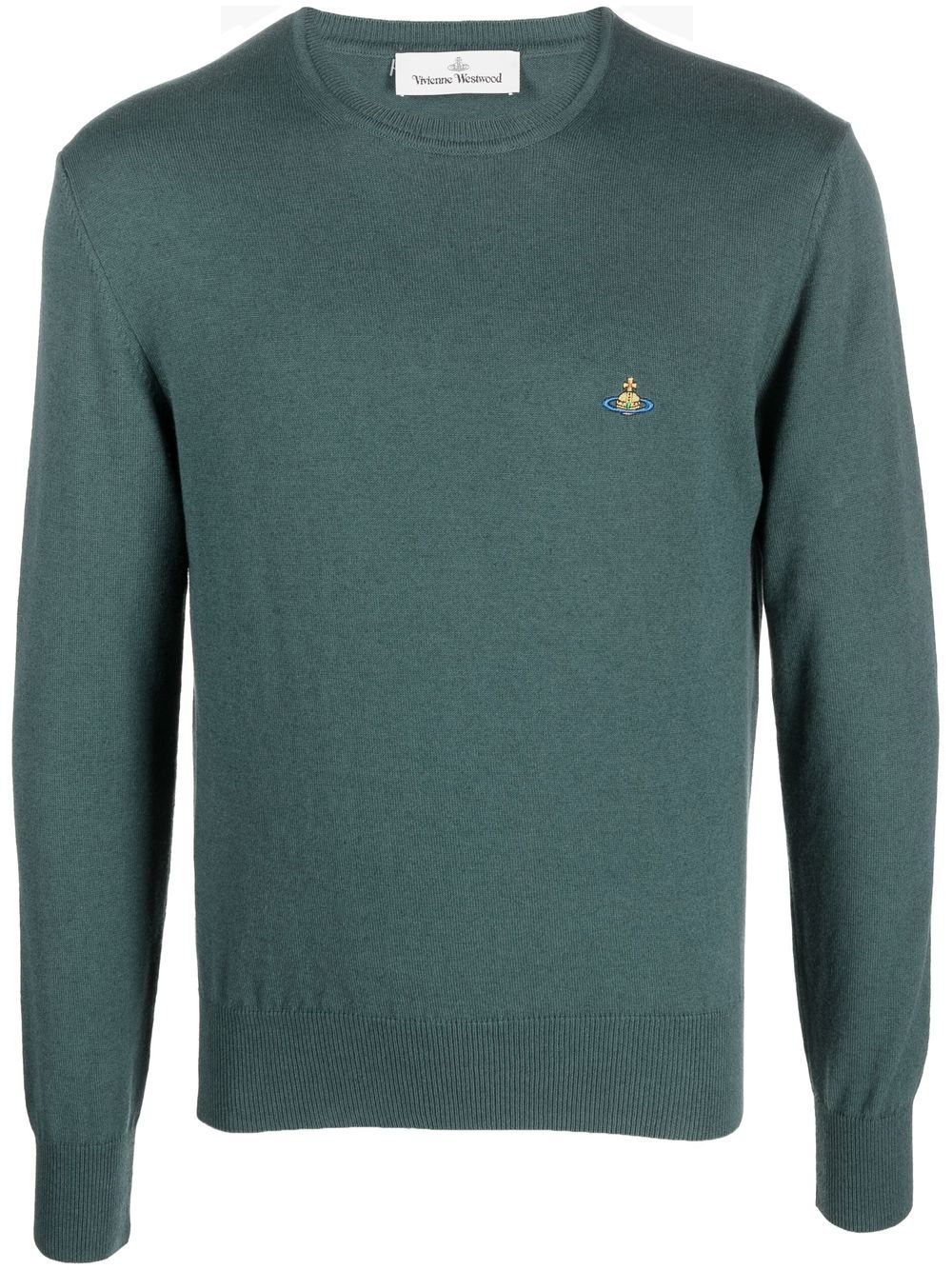 Vivienne Westwood 土星logo刺绣毛衣 - 绿色