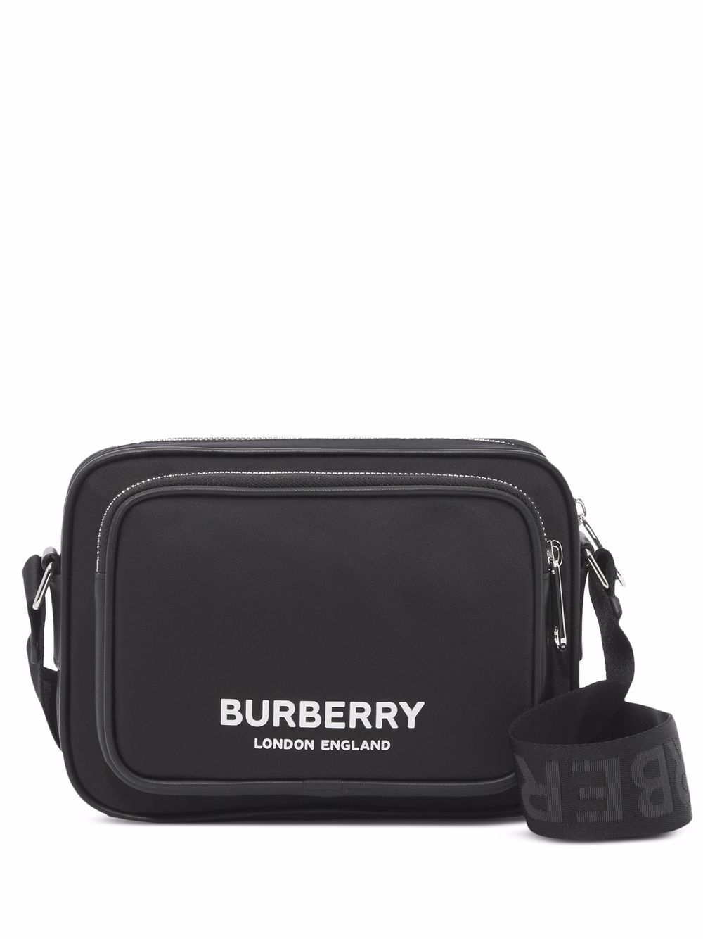 Burberry logo印花单肩包 - 黑色
