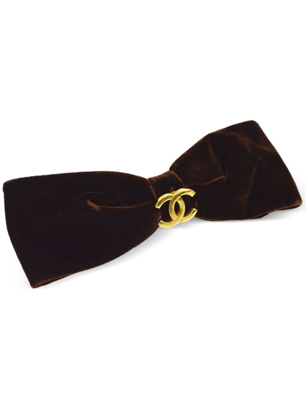 CHANEL Pre-Owned CC 蝴蝶结发夹（1990-2000年代典藏款） - 褐色