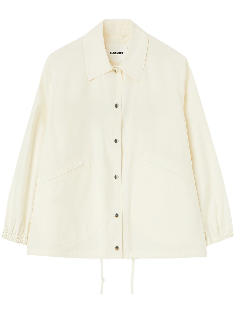 Jil Sander logo印花棉衬衫式夹克 - 白色