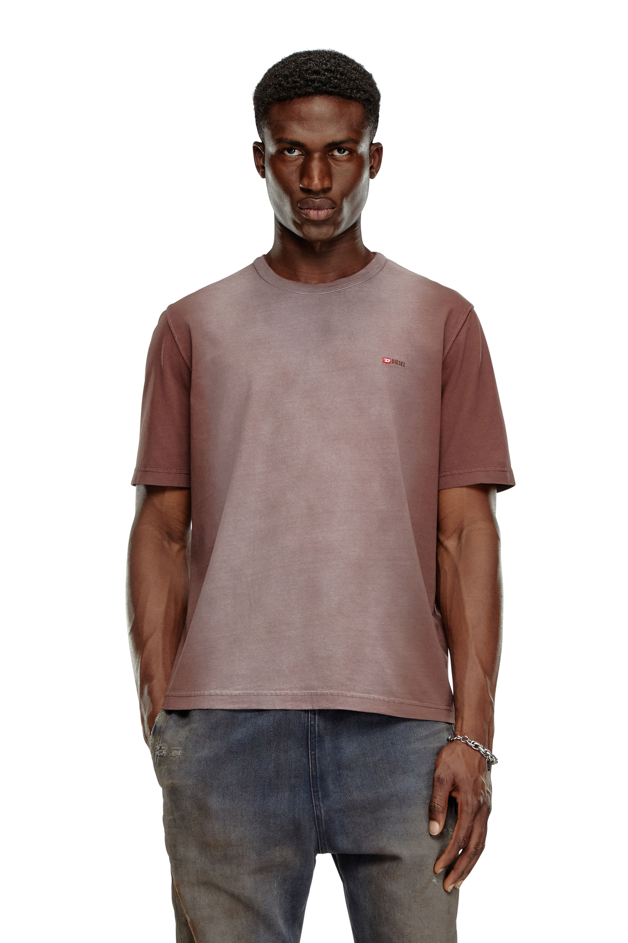 Diesel - T-shirt in sprayed cotton jersey - T-Shirts - Man - Brown