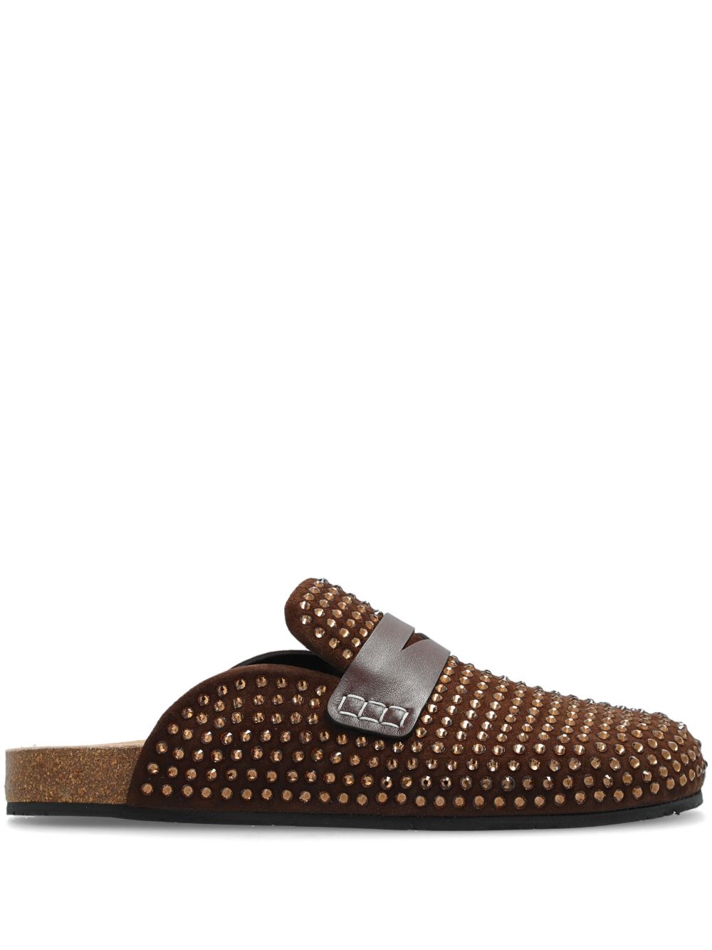 JW Anderson 晶饰镶嵌绒面皮平底鞋 - 褐色