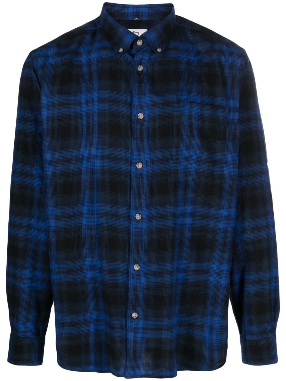 Woolrich 格纹长袖棉衬衫 - 蓝色