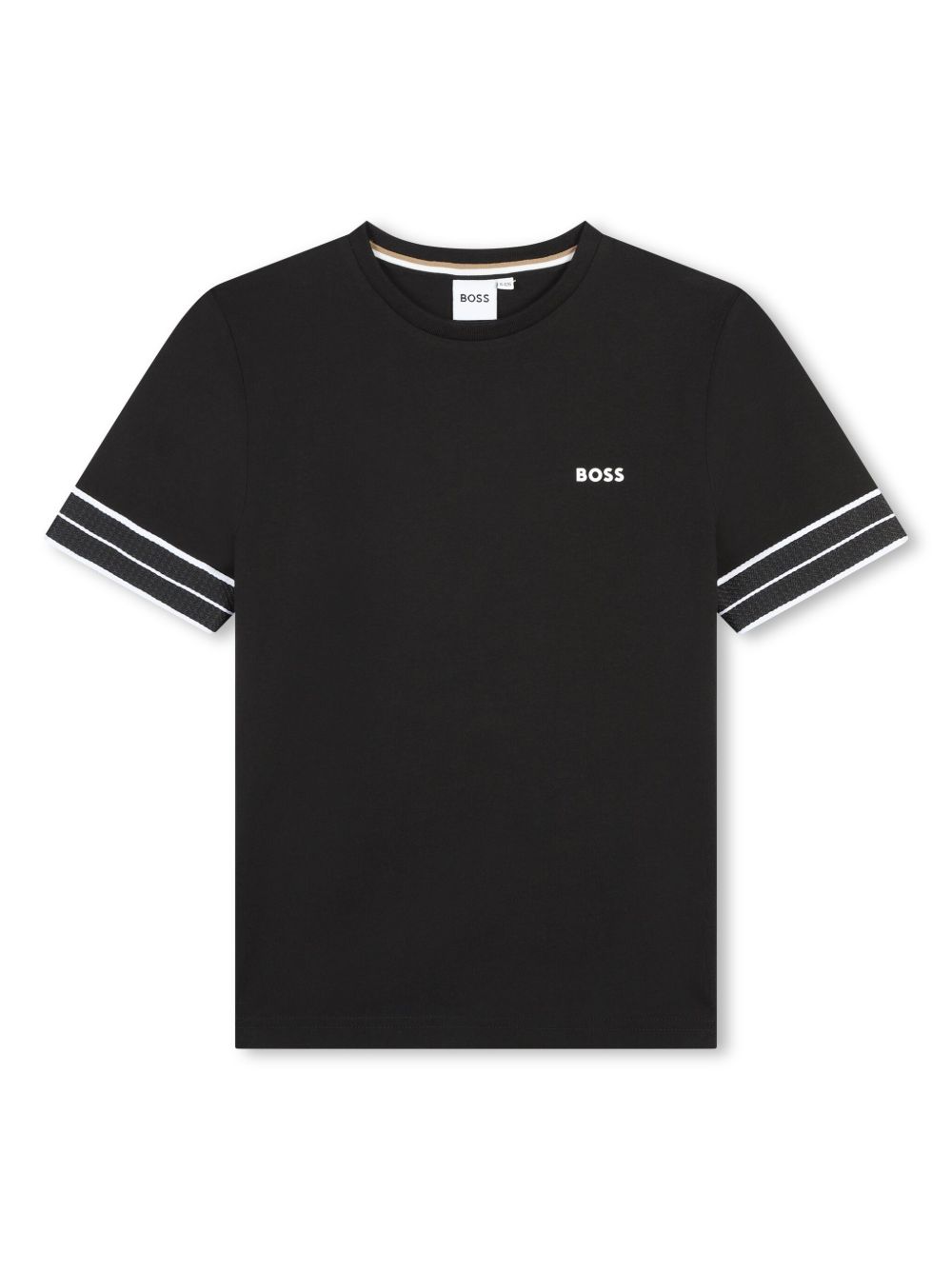 BOSS Kidswear 人字斜纹织带棉T恤 - 黑色