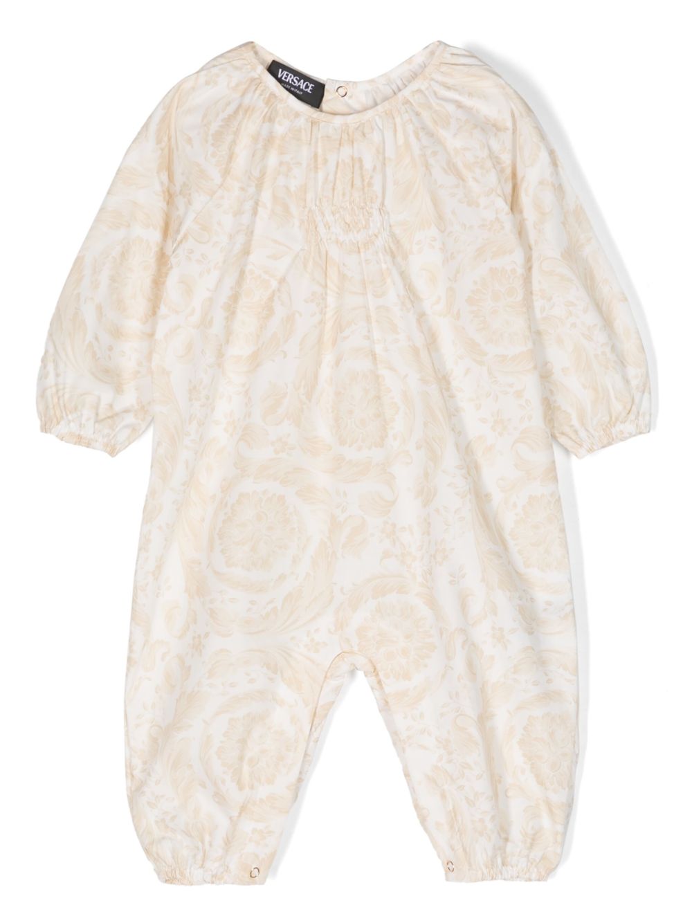 Versace Kids Baroccoflage 印花棉连体衣 - 白色