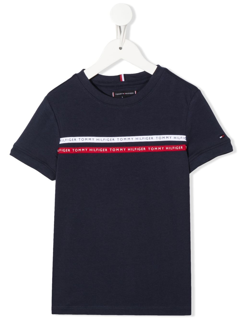 Tommy Hilfiger Junior logo条纹短袖T恤 - 蓝色