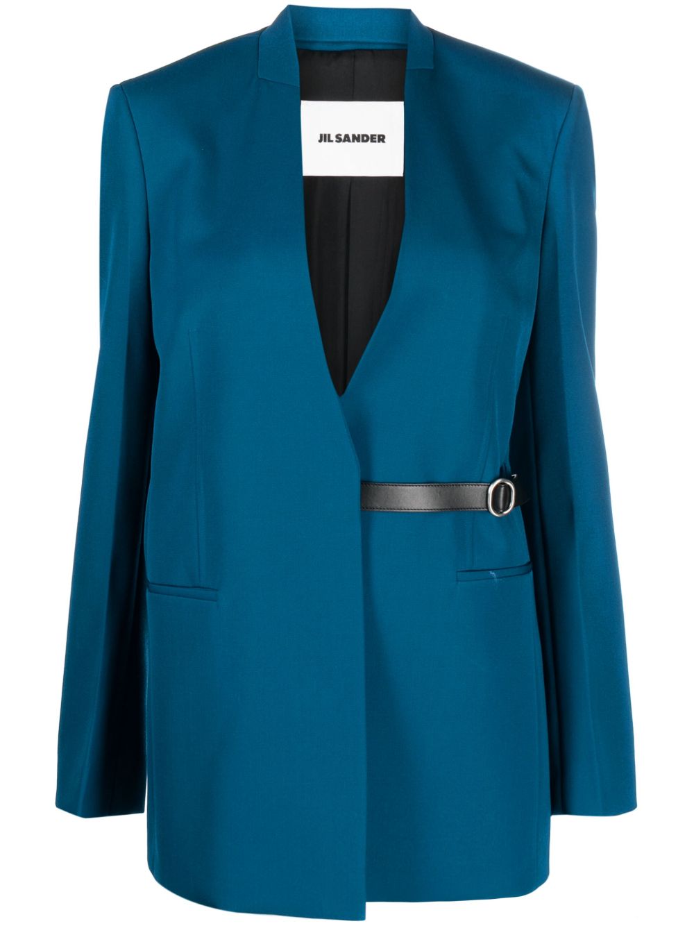 Jil Sander 单排扣束腰精裁西装夹克 - 蓝色