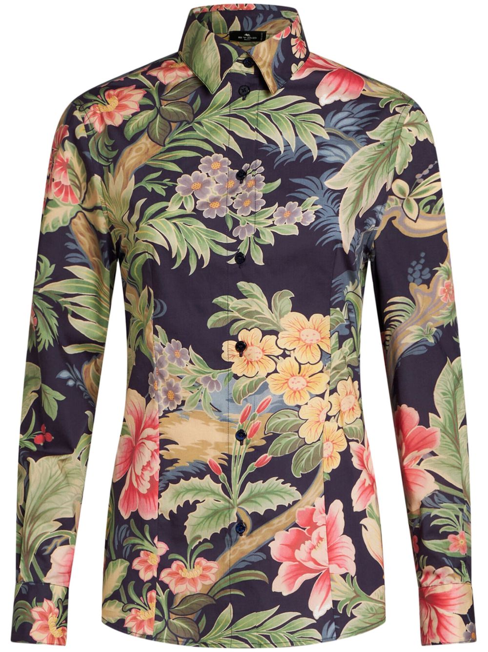 ETRO 花卉印花长袖衬衫 - 绿色