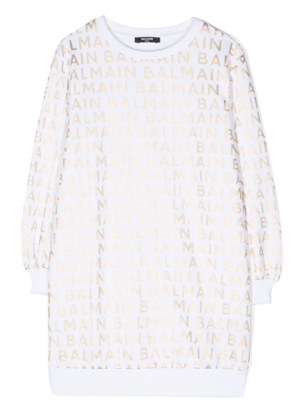 Balmain Kids logo印花卫衣式连衣裙 - 白色