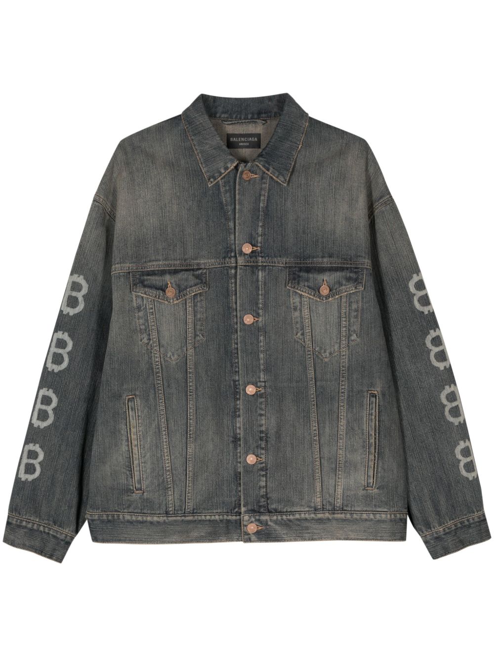 Balenciaga logo印花纽扣牛仔夹克 - 蓝色