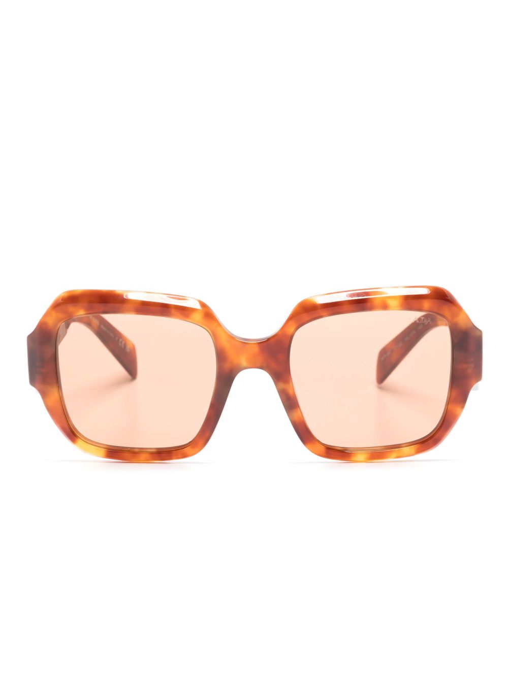 Prada Eyewear 玳瑁纹有色镜片超大框太阳眼镜 - 褐色
