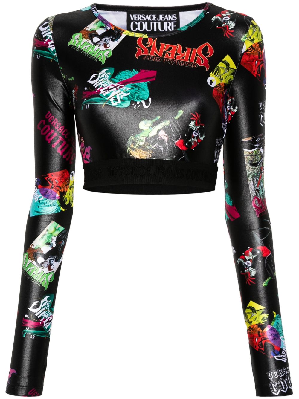 Versace Jeans Couture 图案印花短款T恤 - 黑色