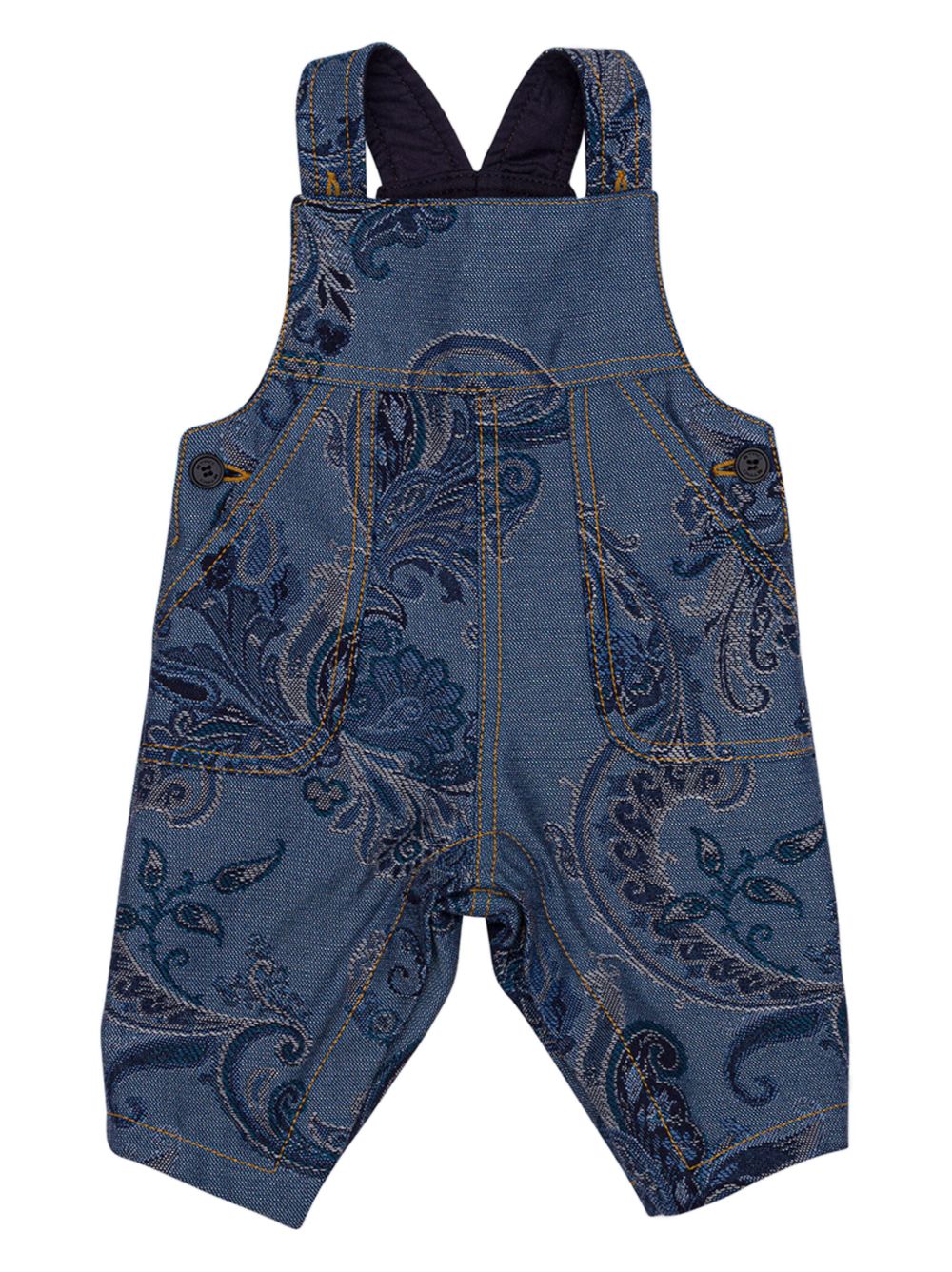 ETRO KIDS 图案提花背带裤 - 蓝色