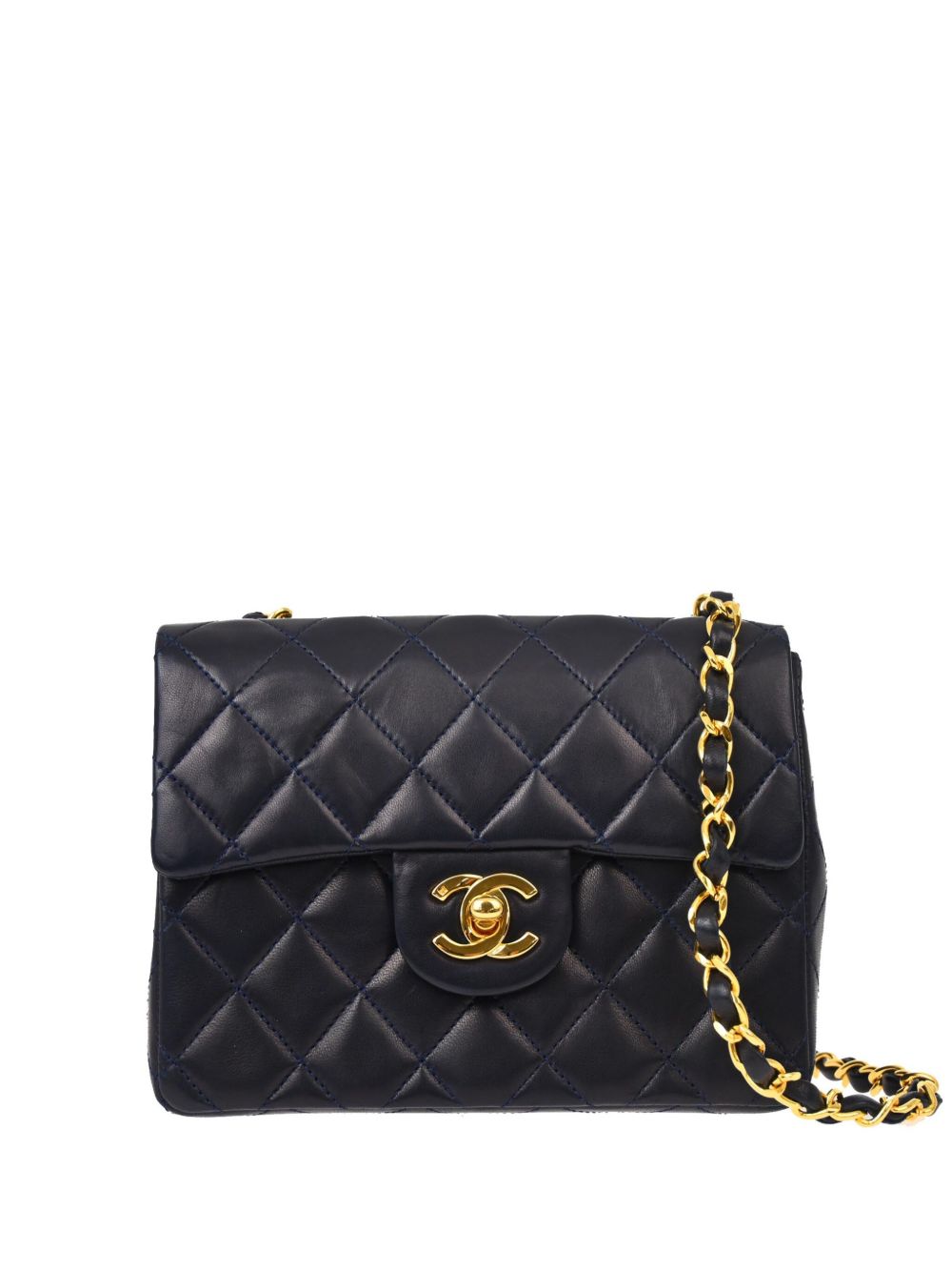 CHANEL Pre-Owned Classic Square Flap 迷你单肩包（1990年典藏款） - 蓝色