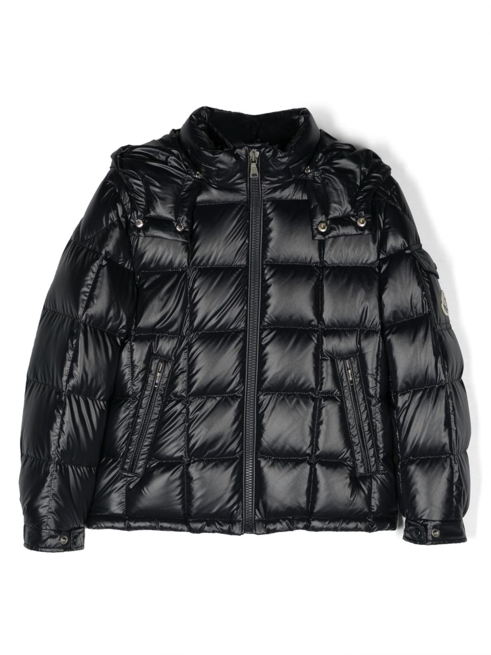 Moncler Enfant 可拆卸兜帽填充夹克 - 蓝色