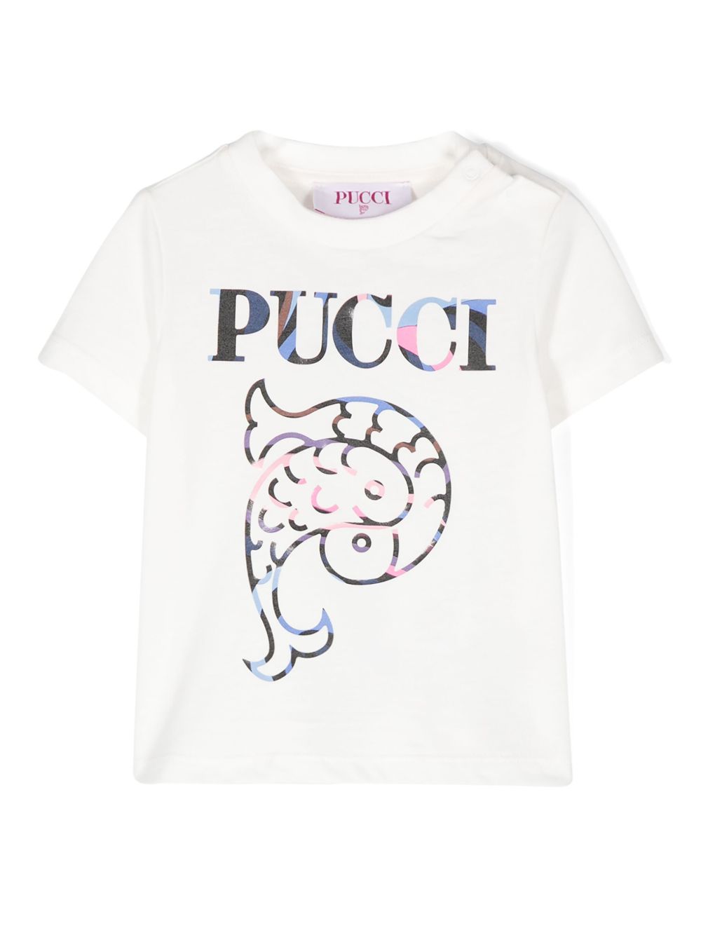 PUCCI Junior logo印花棉T恤 - 白色