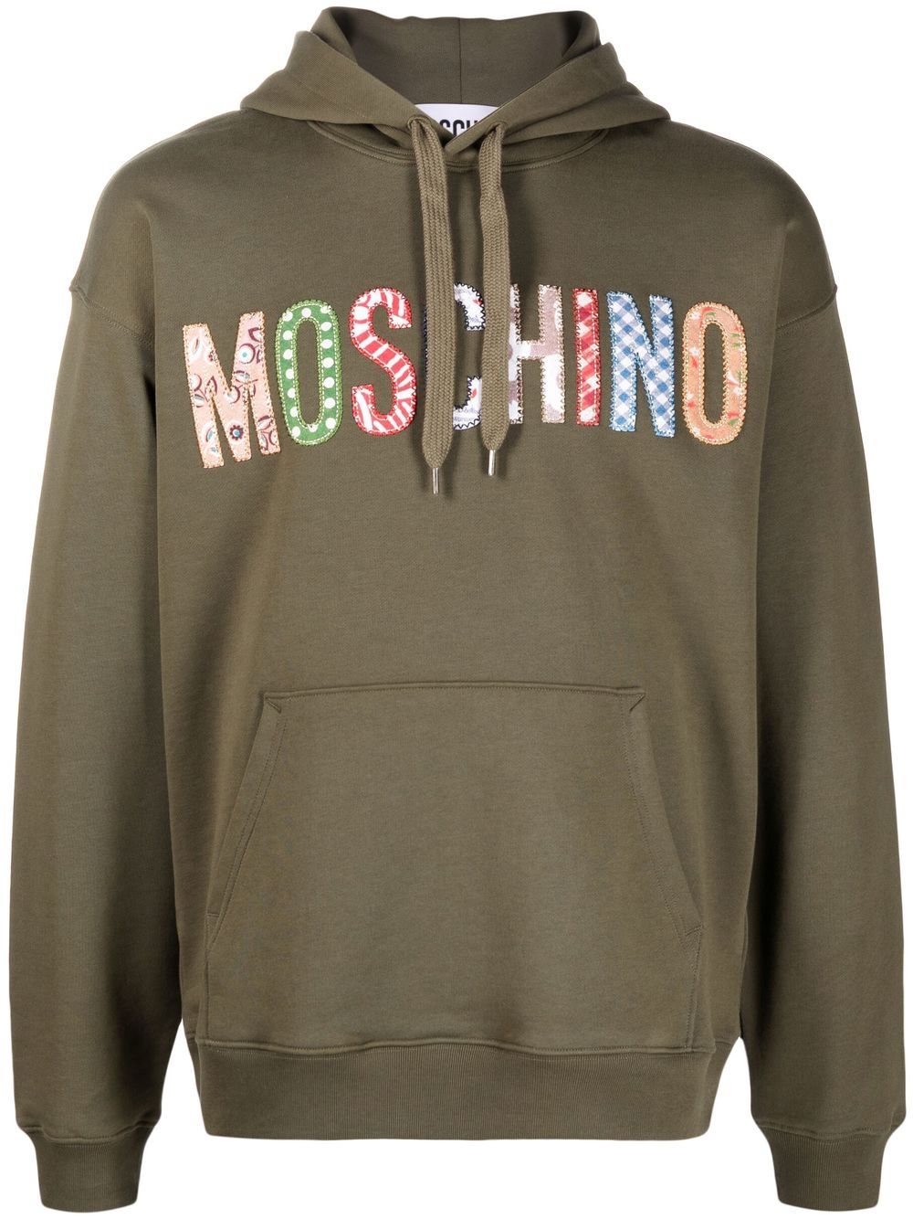 Moschino 莫斯奇诺 拼贴设计logo抽绳连帽衫 - 绿色