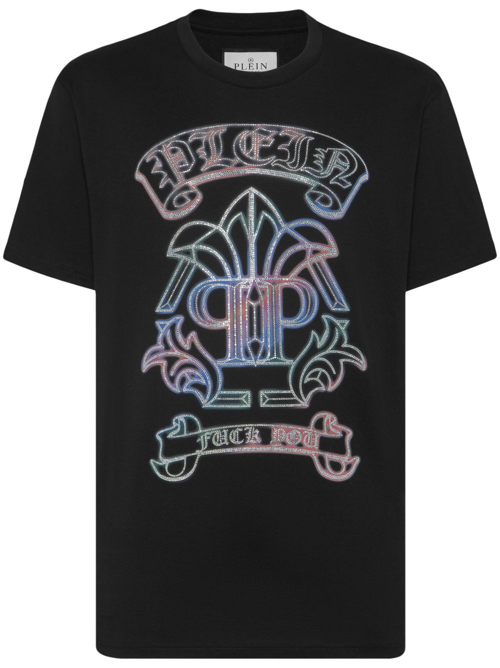 Philipp Plein Gothic Banner 晶饰棉T恤 - 黑色