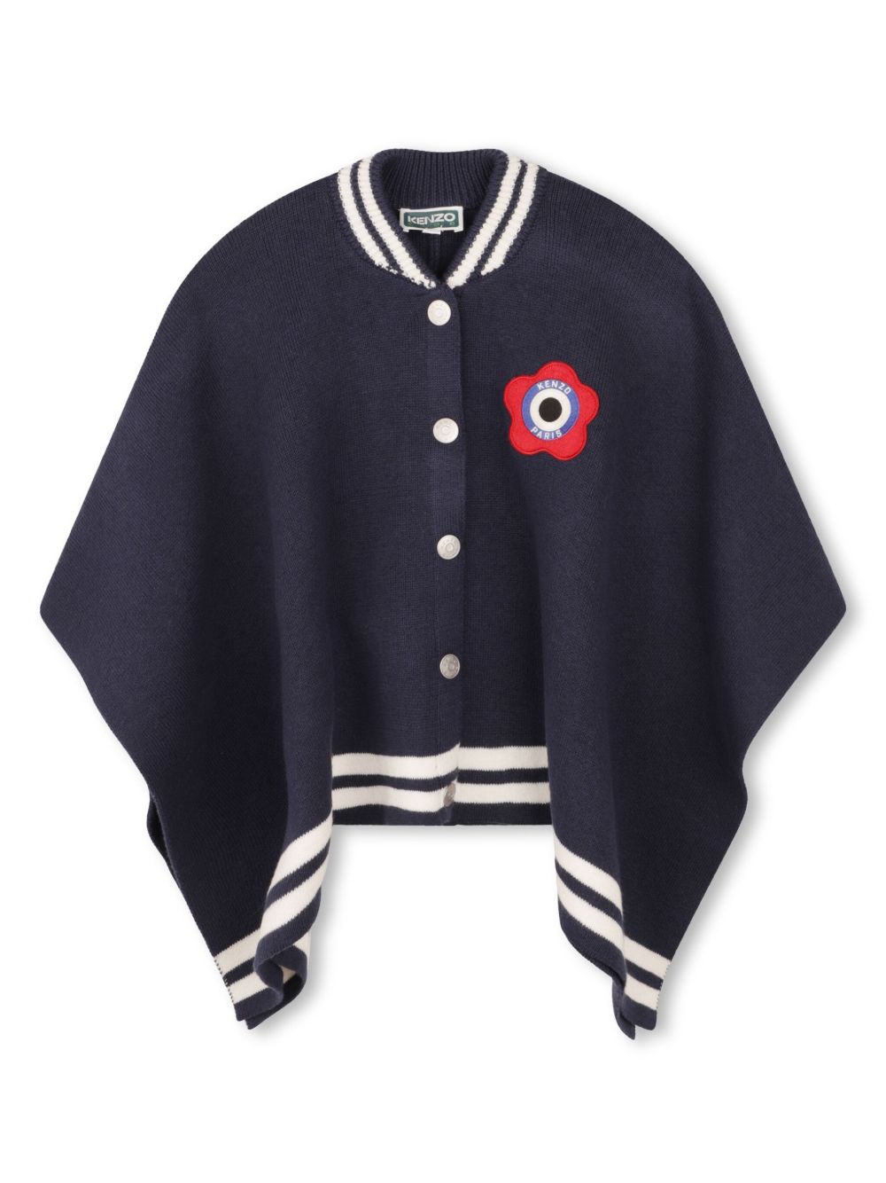 Kenzo Kids logo贴花针织斗篷 - 蓝色