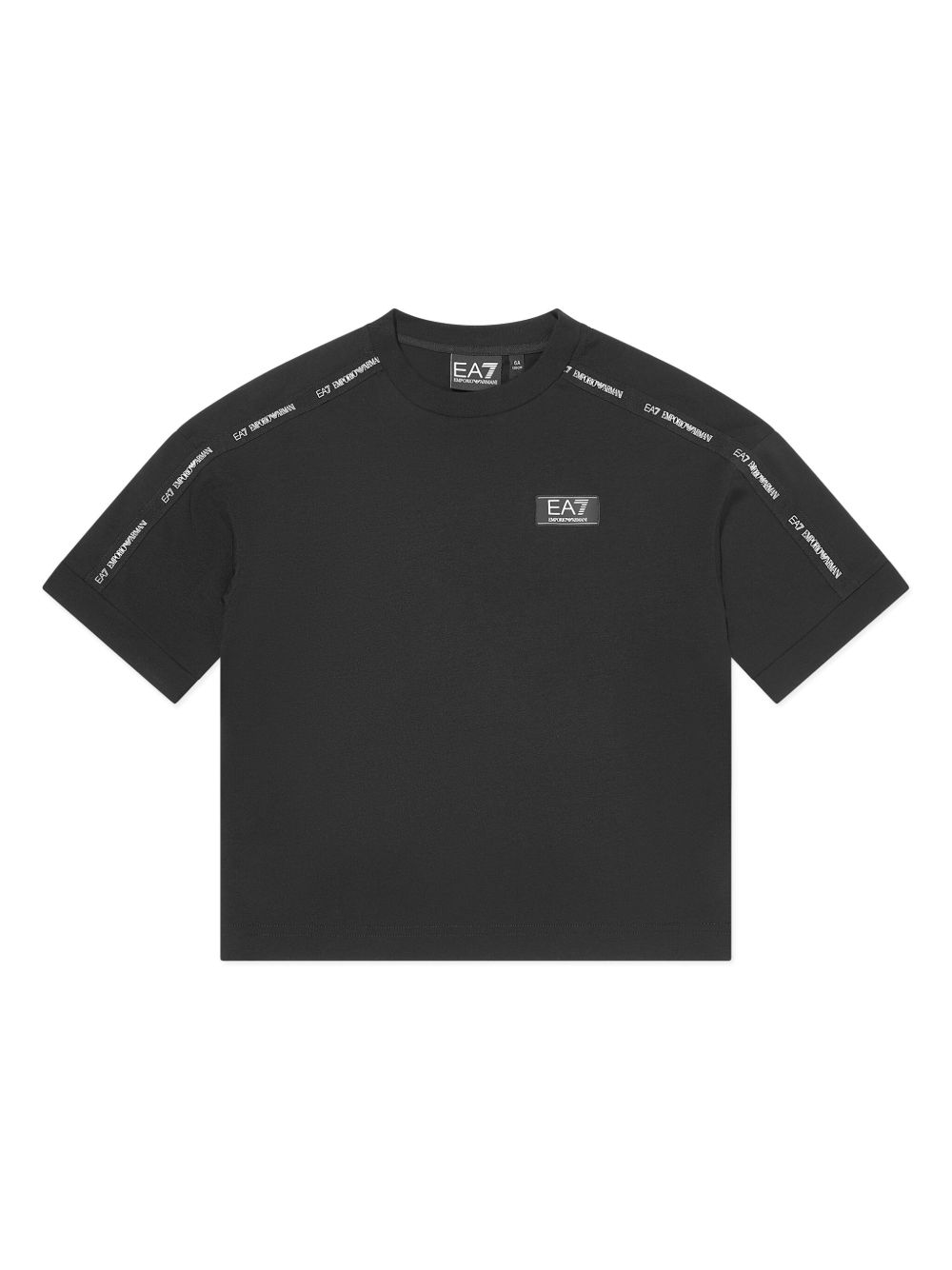 Emporio Armani Kids logo饰带T恤 - 黑色