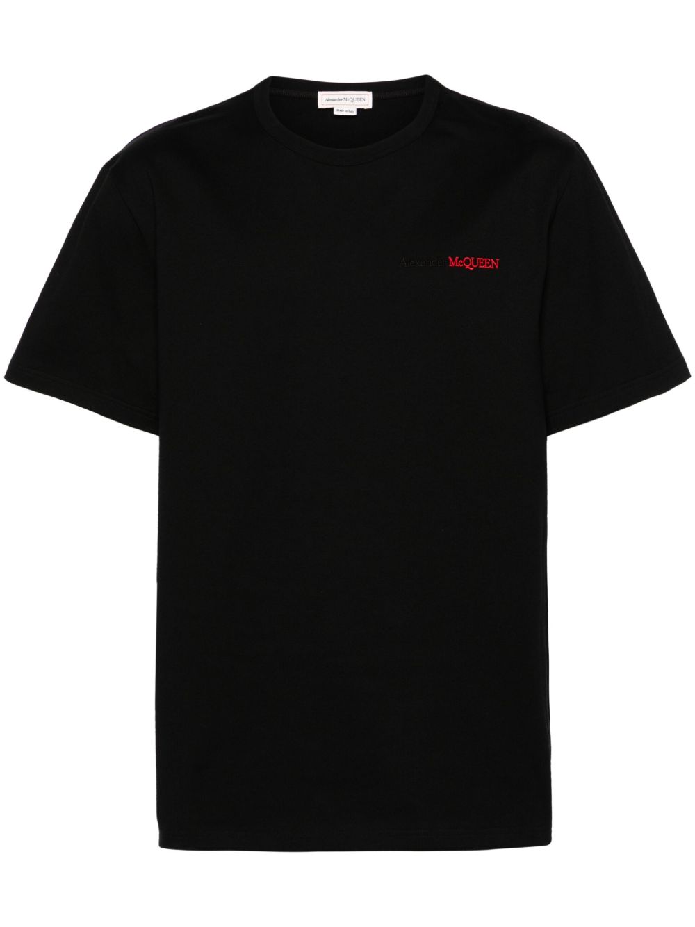 Alexander McQueen logo刺绣棉T恤 - 黑色