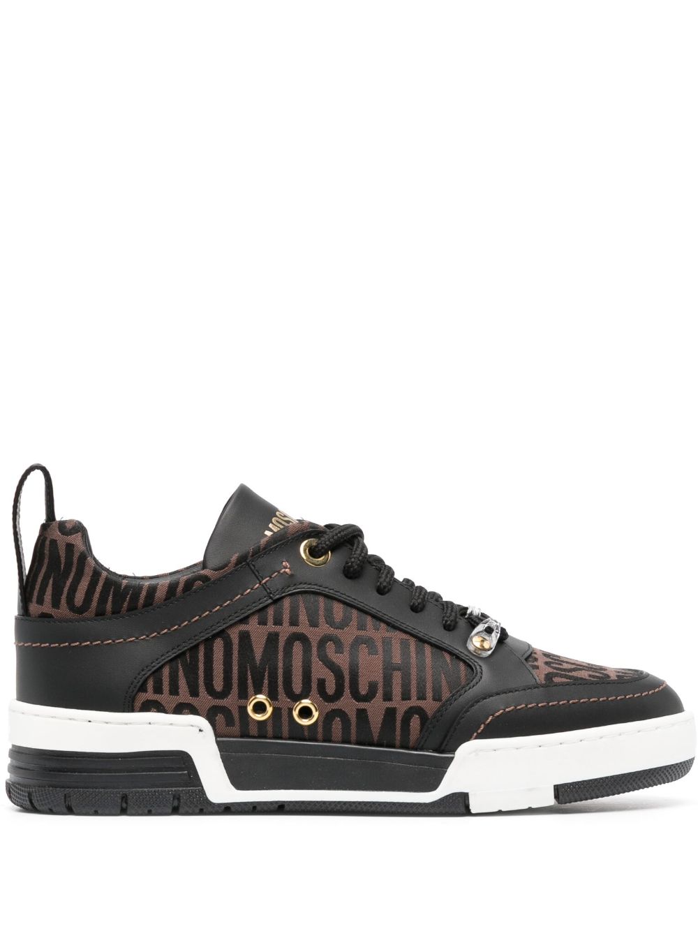Moschino 提花logo拼接低帮运动鞋 - 褐色
