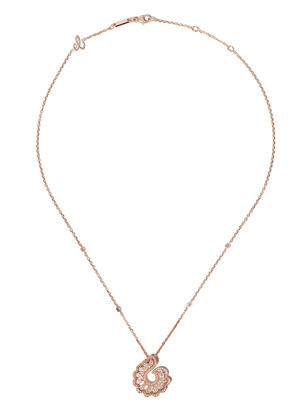 Chopard Precious Lace Vague 18K玫瑰金钻石漩涡形吊饰项链 - 粉色