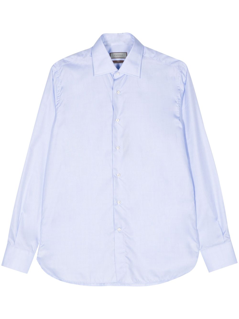 Canali 格纹棉衬衫 - 蓝色
