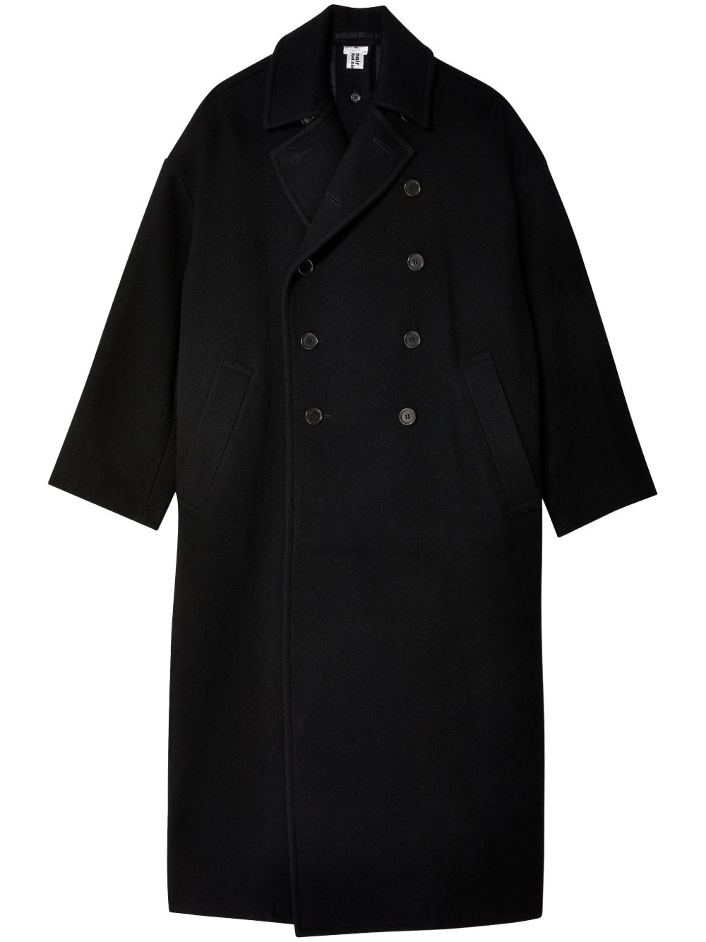 Noir Kei Ninomiya 羊毛混纺双排扣外套 - 黑色