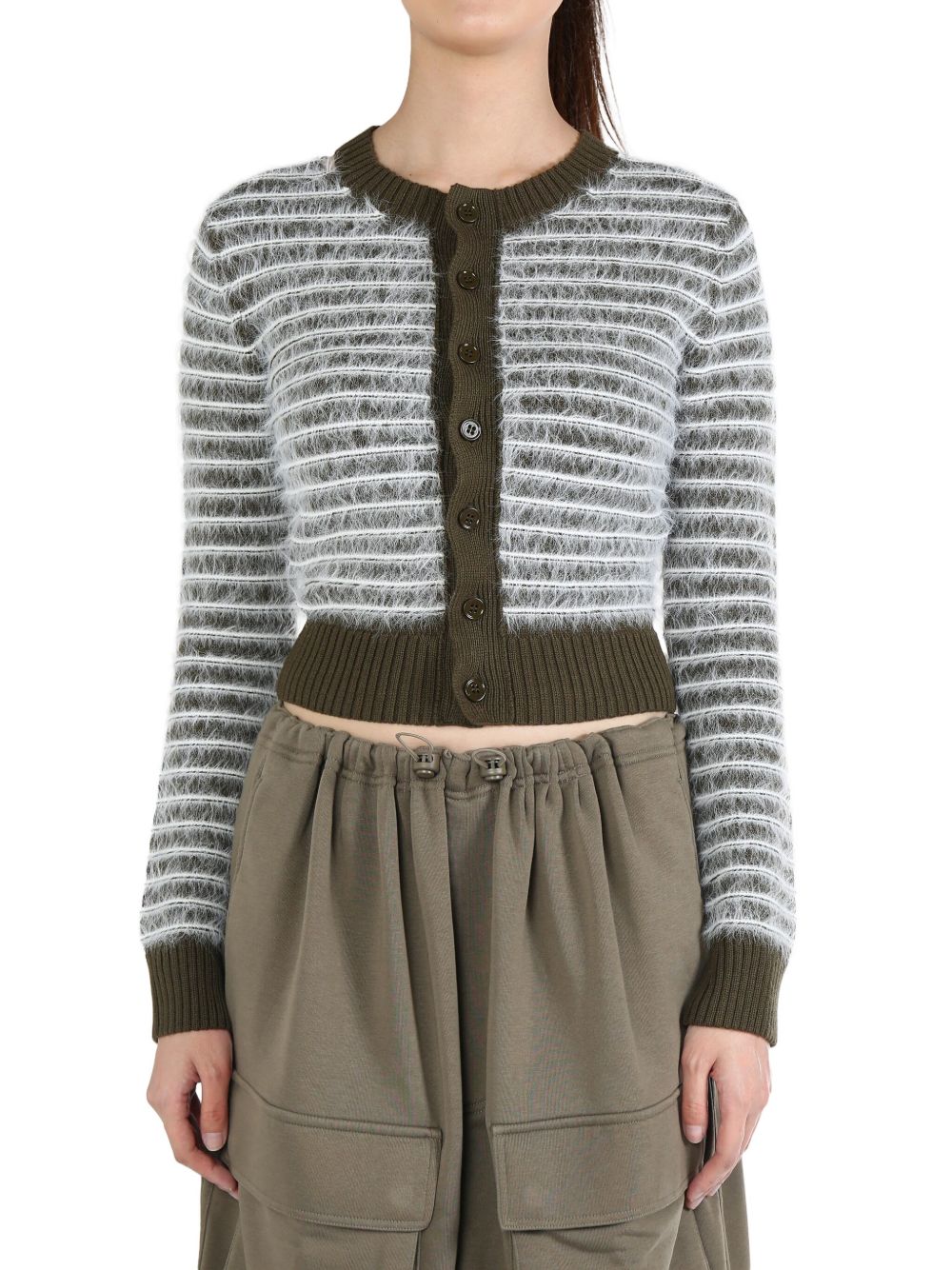 MM6 Maison Margiela stripe-print cardigan - 绿色