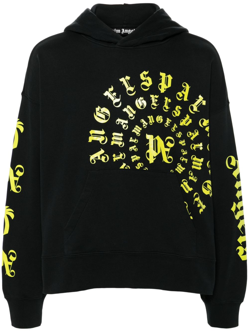 Palm Angels logo印花棉连帽衫 - 黑色