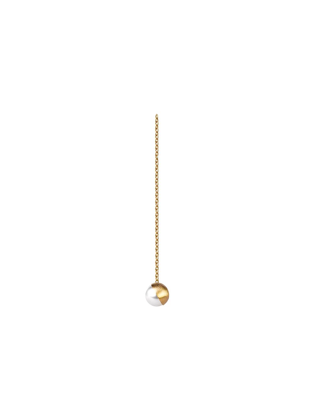 Shihara Half Pearl 45°搭链耳坠 - 金属色