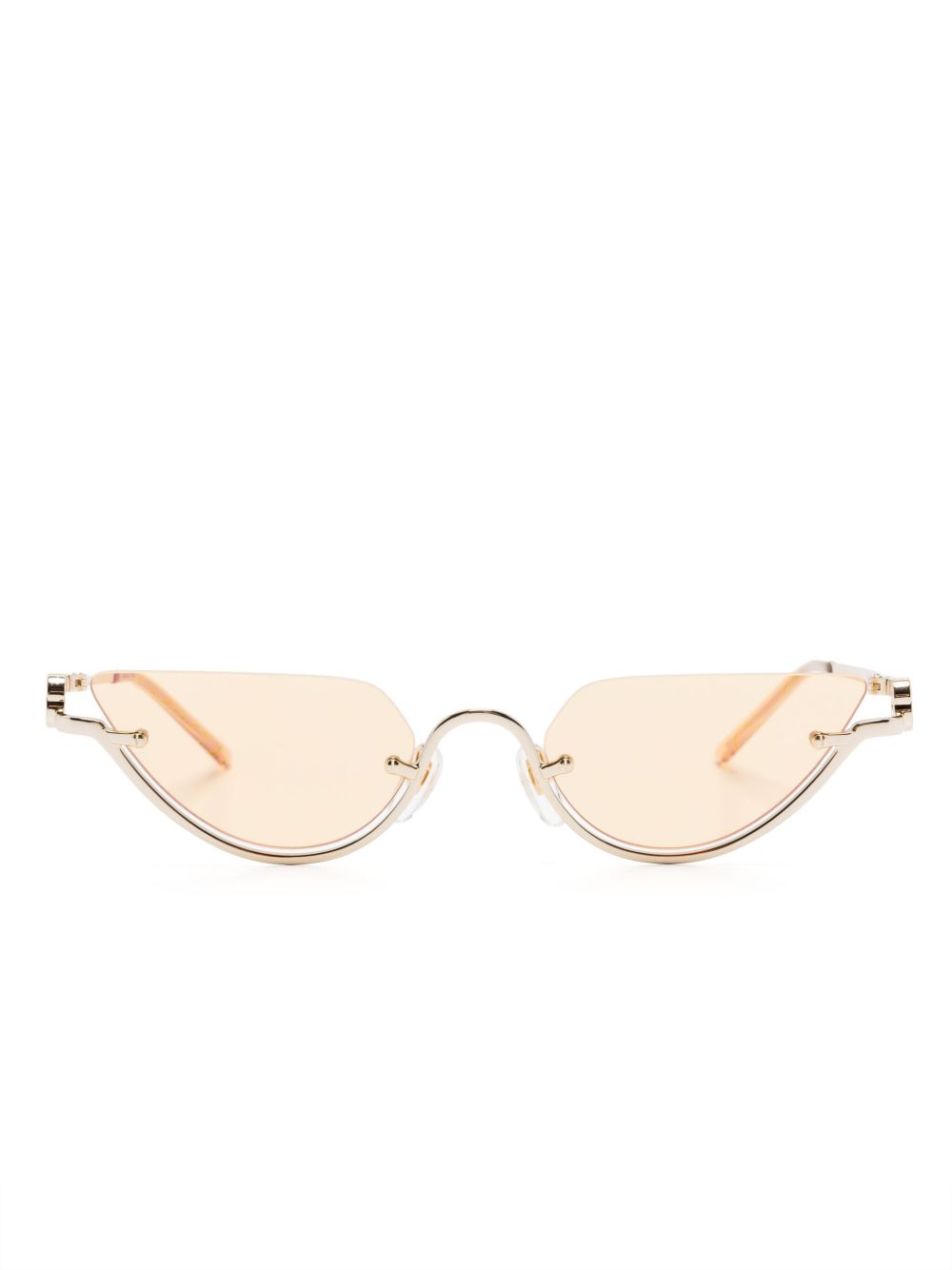 Gucci Eyewear 猫眼框太阳眼镜 - 金色