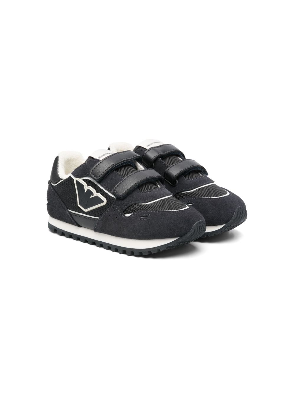 Emporio Armani Kids 标贴运动鞋 - 蓝色