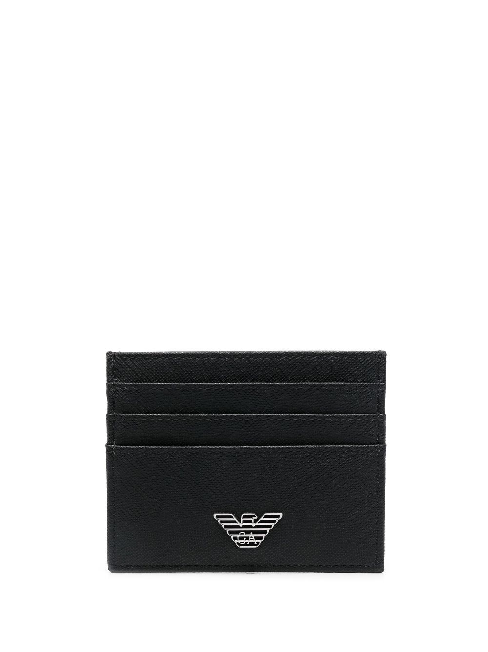 Emporio Armani logo标牌卡夹 - 黑色